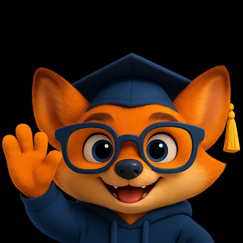 Graduated fox mascot