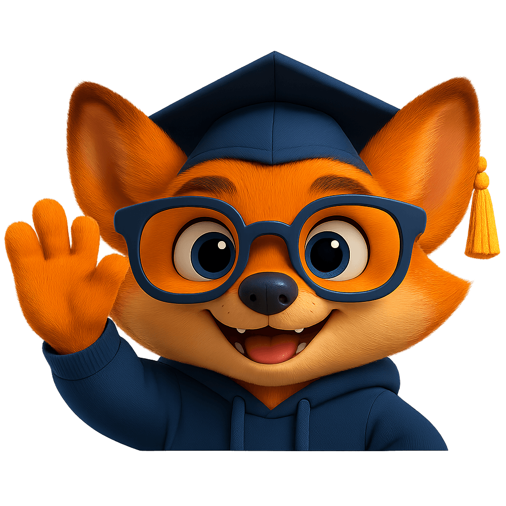Graduated fox mascot